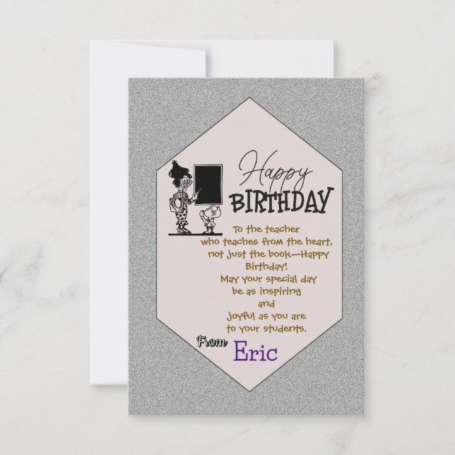 Teacher's Birthday  Card (Front)