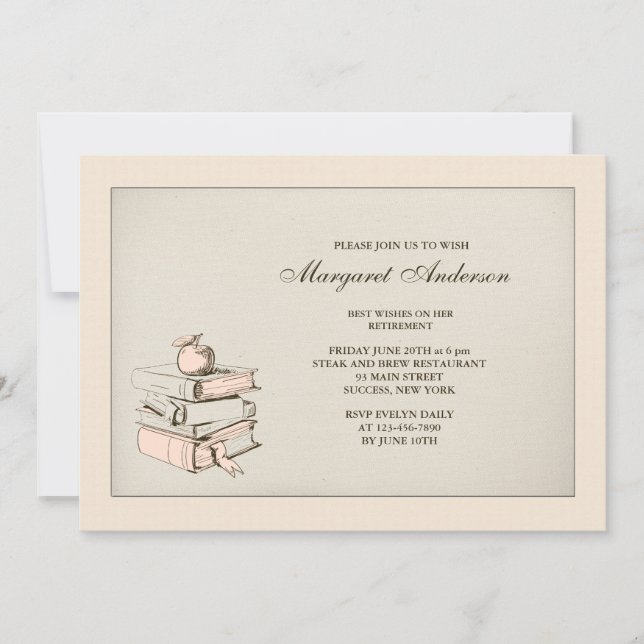 Teacher's Books Retirement Invitation (Front)