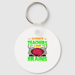 Teachers Brains Skeleton Hand Heart Halloween Key Ring