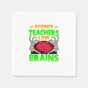 Teachers Brains Skeleton Hand Heart Halloween Napkin