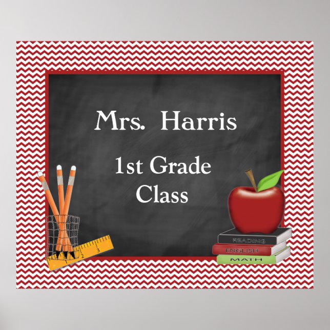 Teacher's Chalk Board Class Poster Personalised (Front)
