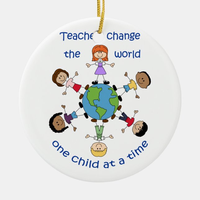 Teachers Change The World Ceramic Tree Decoration (Front)