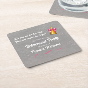 Teachers Classic School Bell Retirement Party Square Paper Coaster