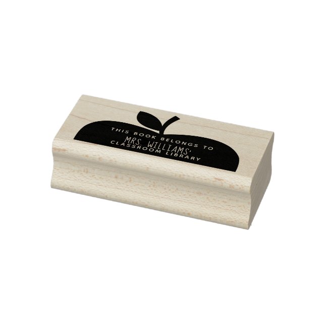 Teacher's Classroom Library Apple Silhouette Rubber Stamp (Stamp)