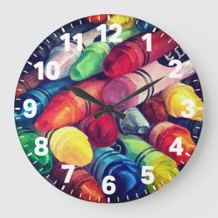 Teachers Colour Our World Crayon Time Classroom Large Clock