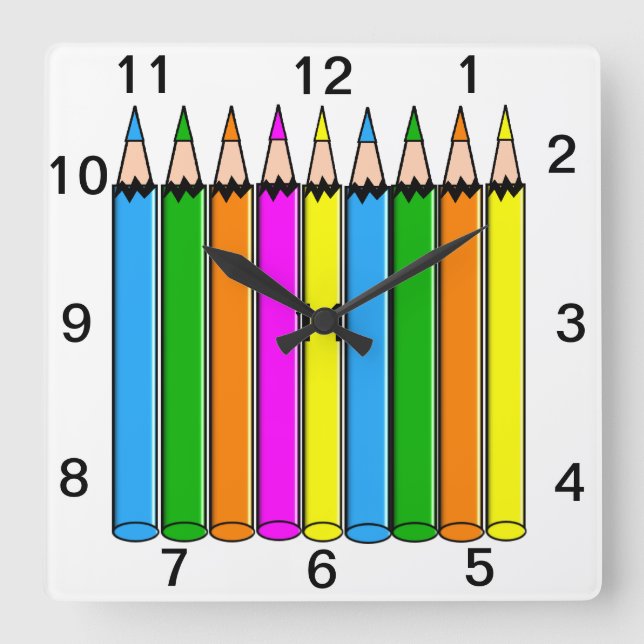 Teacher's Coloured Pencils Clock (Front)