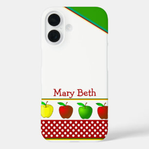 Teacher's Colourful Apples Custom Name iPhone 16 Case