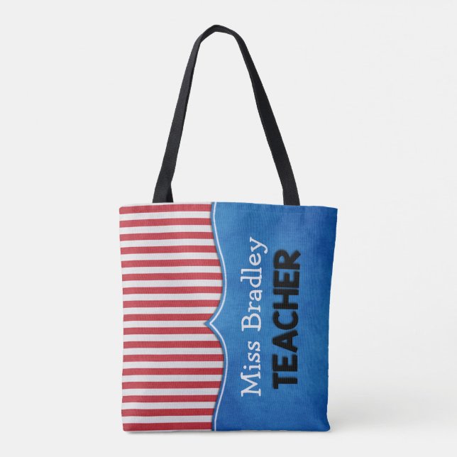 Teacher's Custom Patriotic Tote Bag (Back)