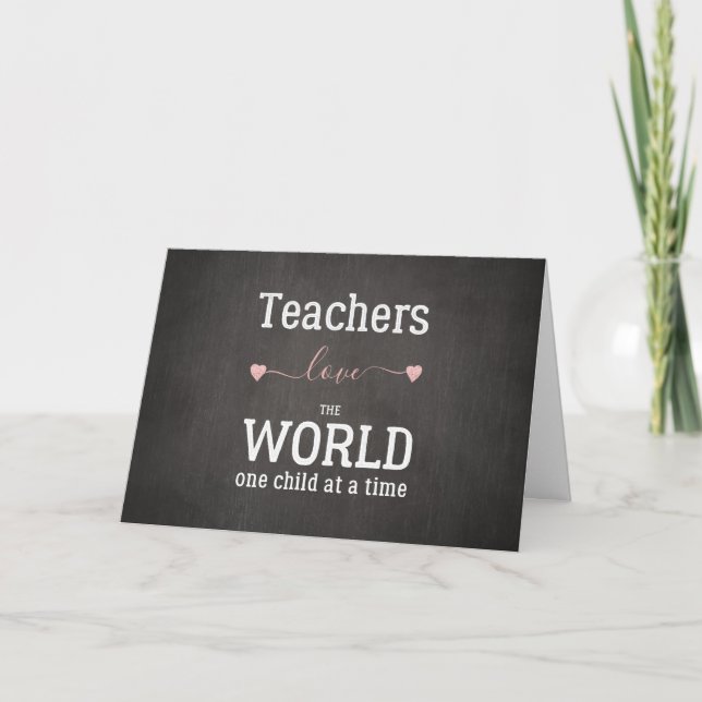 Teachers cute Happy Valentine's Day chalkboard Holiday Card (Front)