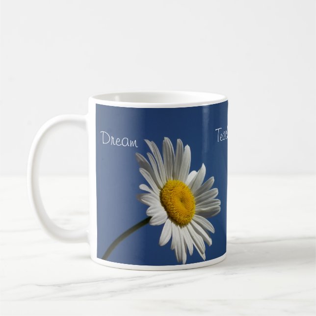 Teachers daisy mug, motivational customisable coffee mug (Left)