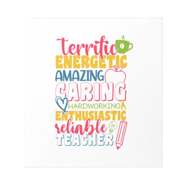 Teacher's Day Amazing Caring Teacher Notepad (Front)