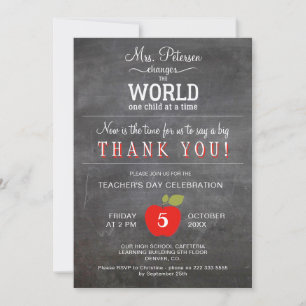 Teachers day appreciation thank you party invitation