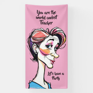 Teacher's Day Card - Funny Caricature 1 + text Banner