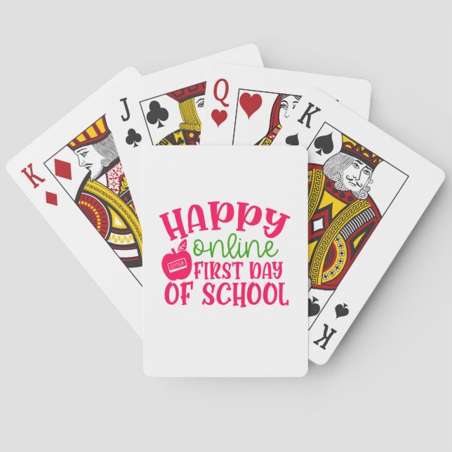 Teacher's Day Happy Online First Day Of School Playing Cards (Back)