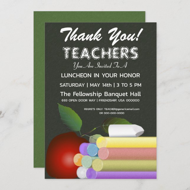 Teachers Day | Teacher Appreciation Invitations (Front/Back)