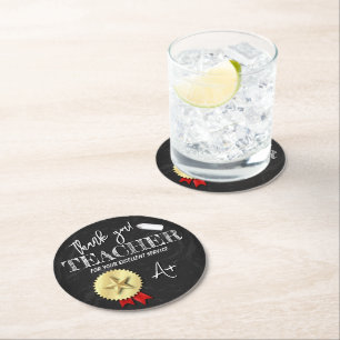 Teachers Day   Teacher Appreciation Round Paper Coaster