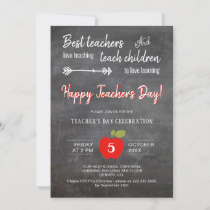 Teacher's day thank you party chalkboard invitation