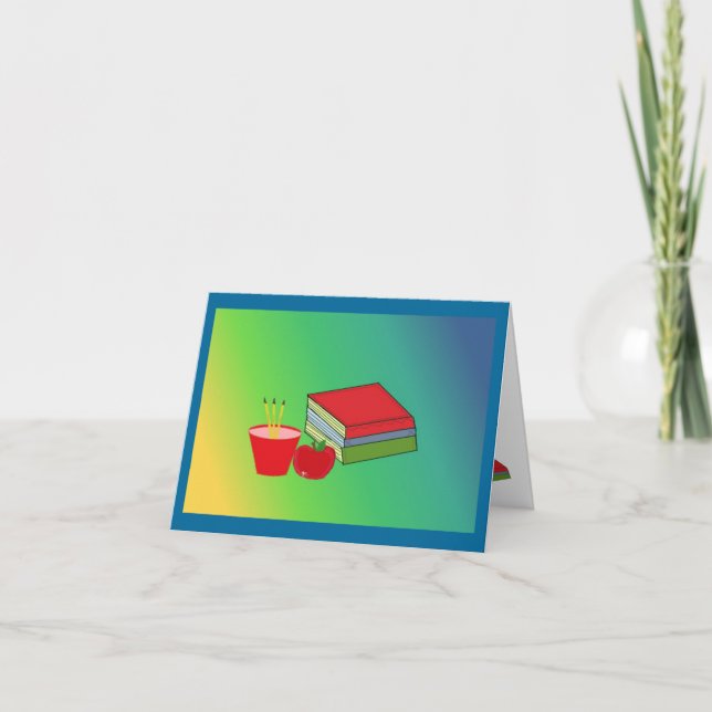 Teachers Desk Accessories Holiday Card (Front)