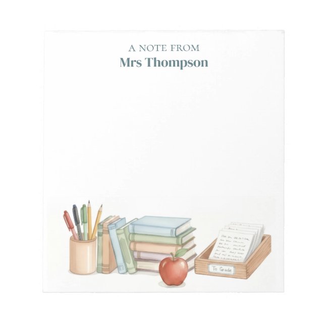 Teachers Desk Personalized Teacher Notepad (Front)