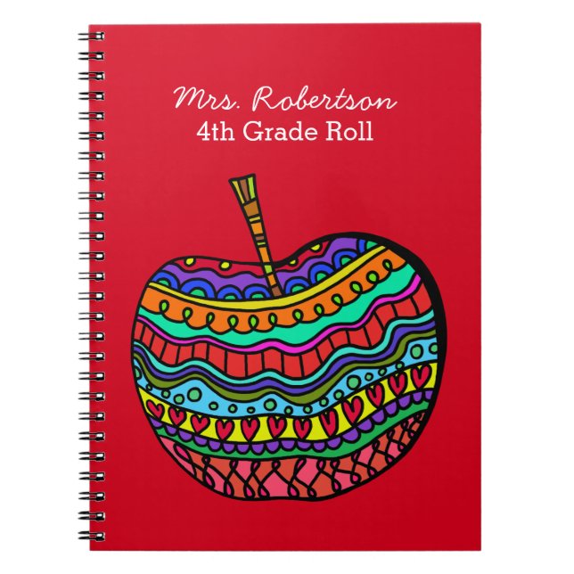 Teacher's Folk Art Apple Notebook (Front)