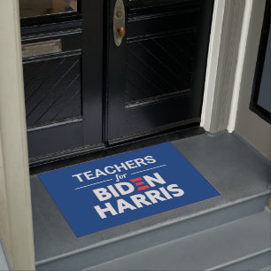 Teachers for Biden Harris Custom Text Blue Doormat