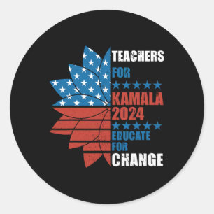 Teachers For Kamala 2024 Educate For Change Classic Round Sticker