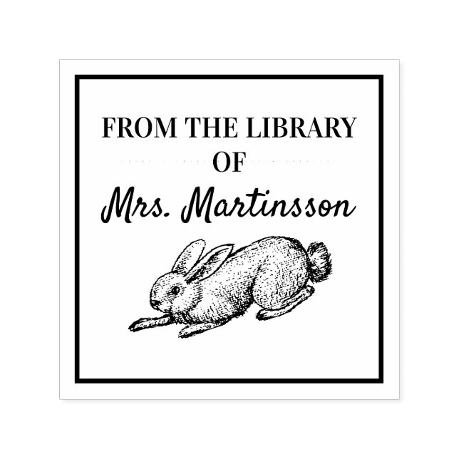 Teacher's From the Library Bunny Rabbit Self-inking Stamp (Design)