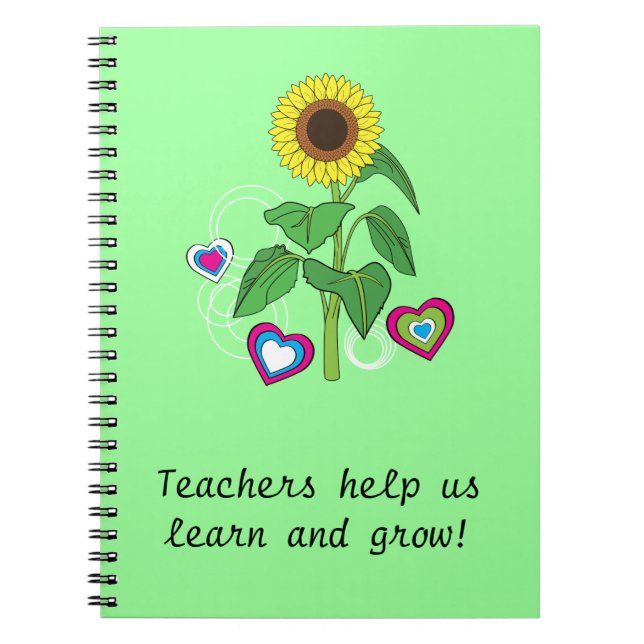 Teachers Gift Sunflower Notebook (Front)