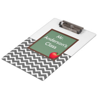 Teachers Grey Chevron Chalkboard Clipboard