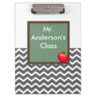 Teachers Grey Chevron Chalkboard Clipboard