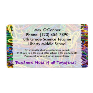 Teachers Hold it Together Paperclips Info Labels