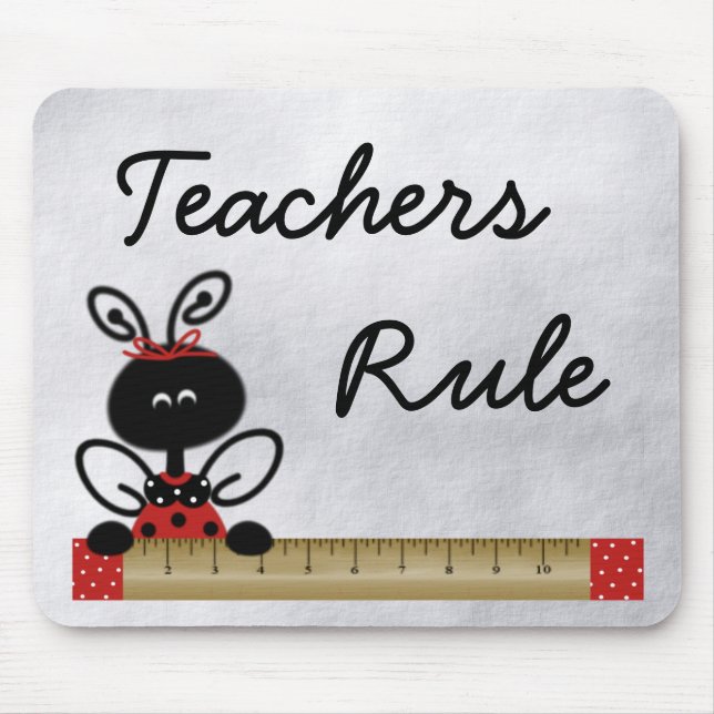 Teacher's Ladybug With Ruler Mouse Pad (Front)