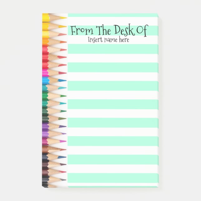 Teachers lined pencils to do list desktop name post-it notes (Front)