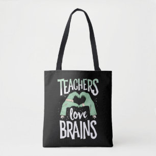 Teachers Love Brains Halloween TShirt Costume Tote Bag