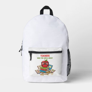 "Teachers Make The World Great" Cute Apple Printed Backpack