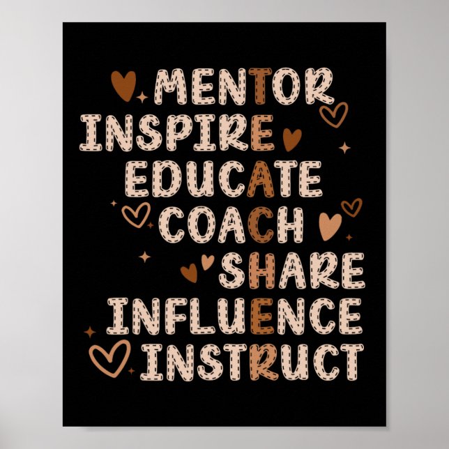 Teachers Mentor Inspire Educate Coach Share Influe Poster (Front)