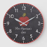  Teacher's Name Faux Chalkboard Classroom Clock