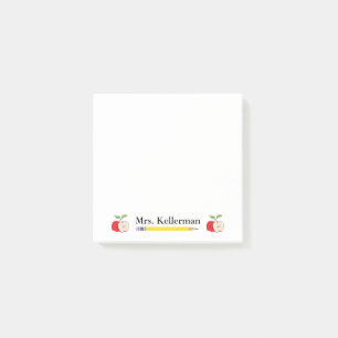 Teacher's Name with Apples and Pencil 3 x 3 Post-it Notes