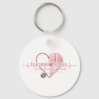 Teachers Nurses Heart Brain Pink Design Key Ring