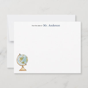 Teachers Personalised Note Cards with Globe