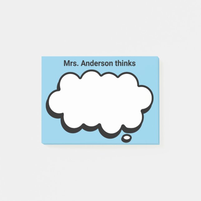 Teacher's Personalised thinking bubble Post-it Notes (Front)