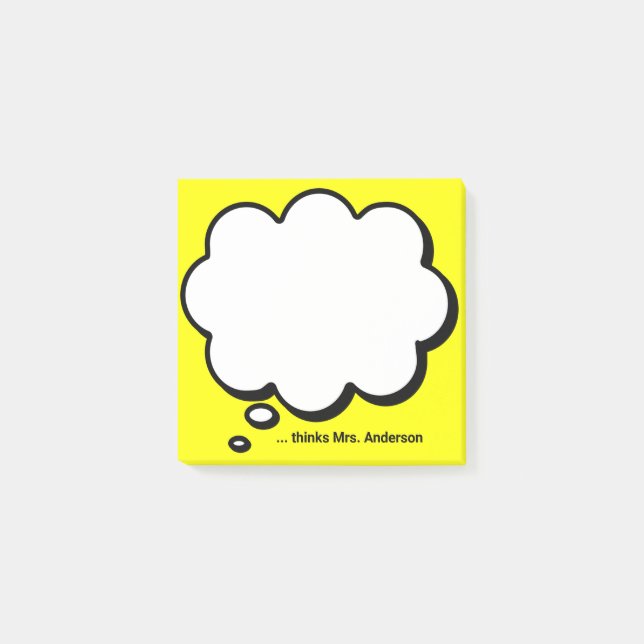 Teacher's Personalised thinking bubble Post-it Notes (Front)