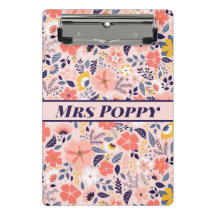 Teachers Personalised Whimsical Floral Clipboard