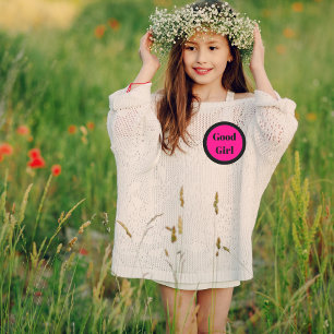 Teachers Pink and Black Good Girl Classic Round Sticker