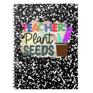 Teachers Plant Seed Black/Colourful Spiral Noteboo Notebook