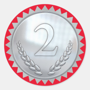Teacher's Red and Silver 2nd Place Award Classic Classic Round Sticker