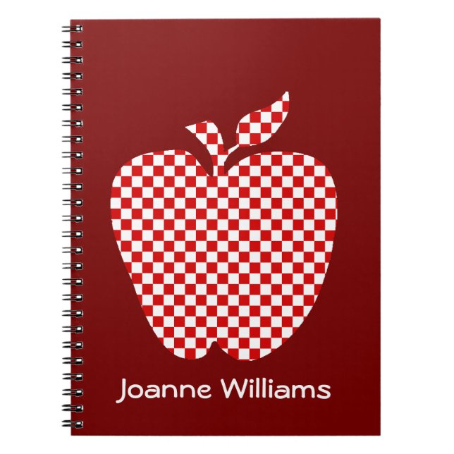 Teacher's Red Checked Apple Notebook (Front)
