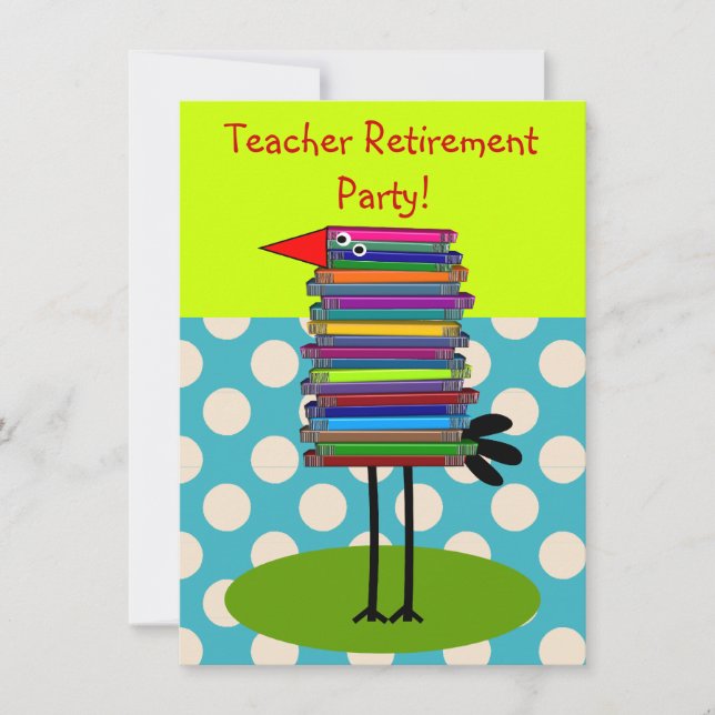 Teachers Retirement Party Invitations Book Bird (Front)