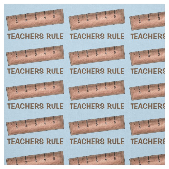 Teachers Rule Wooden Ruler Yardstick Class Blue Fabric (Swatch)