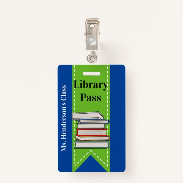 Teachers School Library Hall Pass Badge ID Badge (Back with Clip)